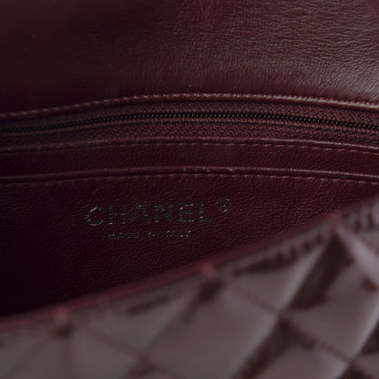 Chanel Striated Patent Quilted Mini Rectangular Flap Burgundy 7 of 9