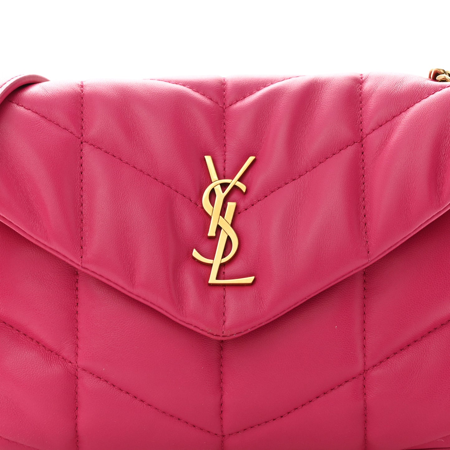 Lambskin Quilted Toy Loulou Puffer Monogram Chain Satchel Bubblegum