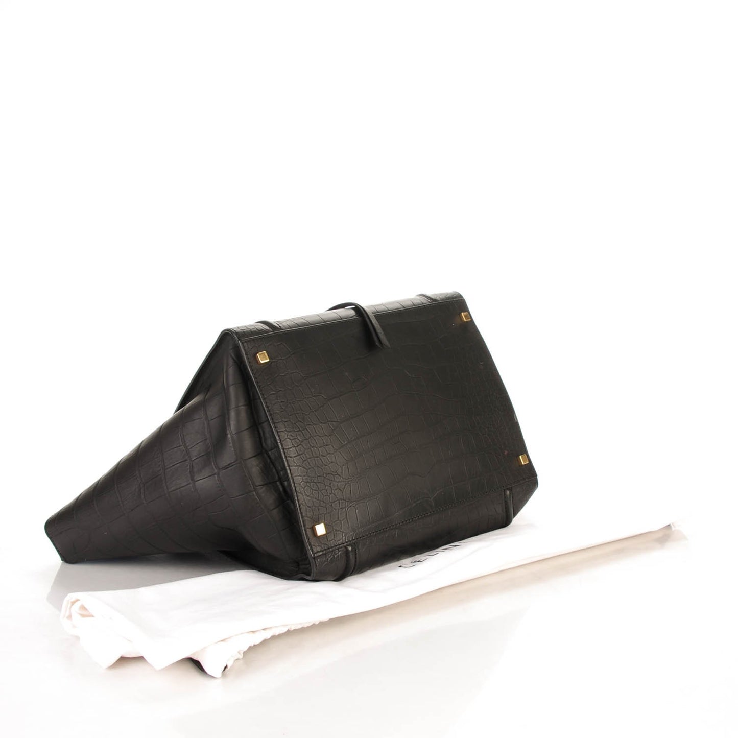Crocodile Embossed Calfskin Large Phantom Luggage Black