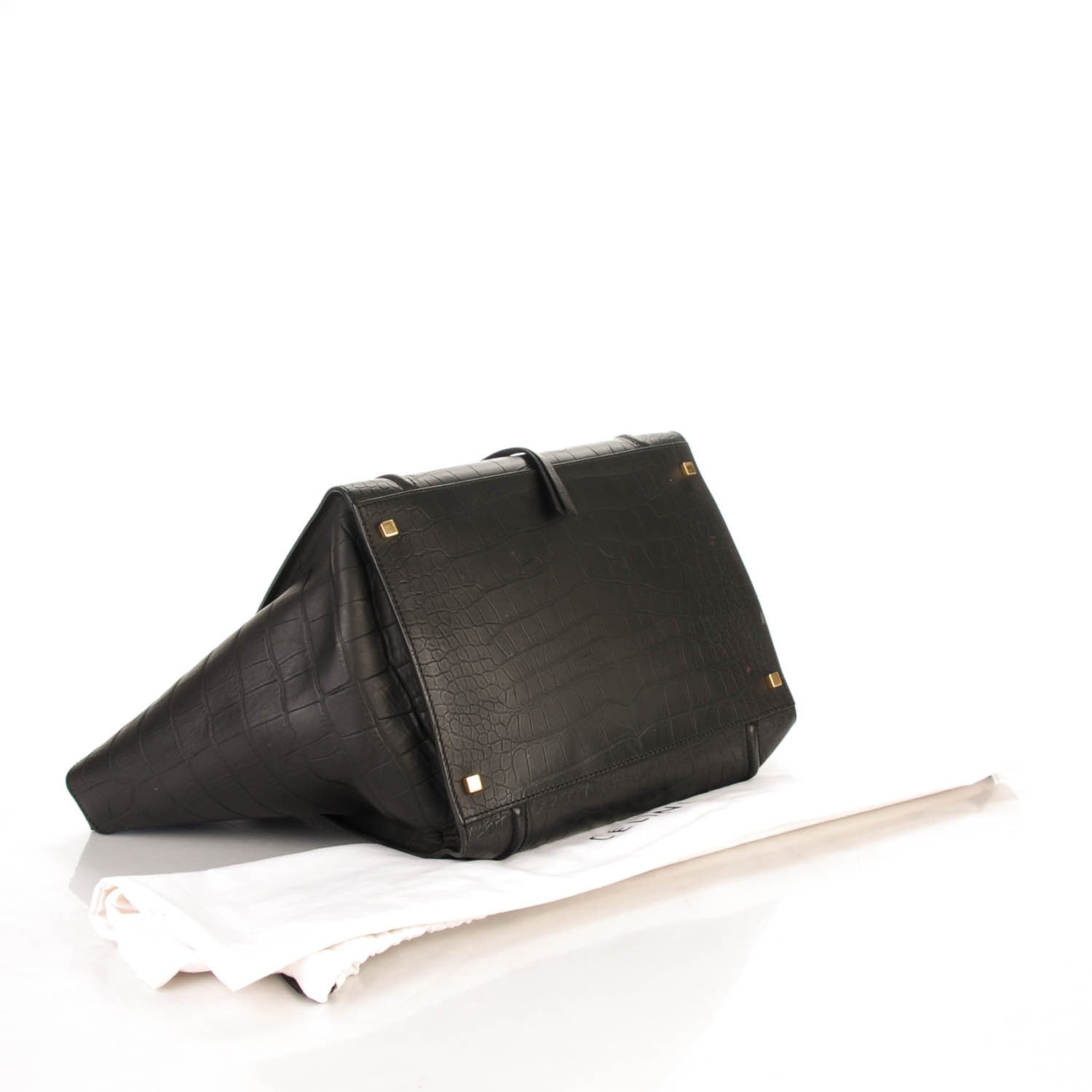 Celine Crocodile Embossed Calfskin Large Phantom Luggage Black 4 of 7