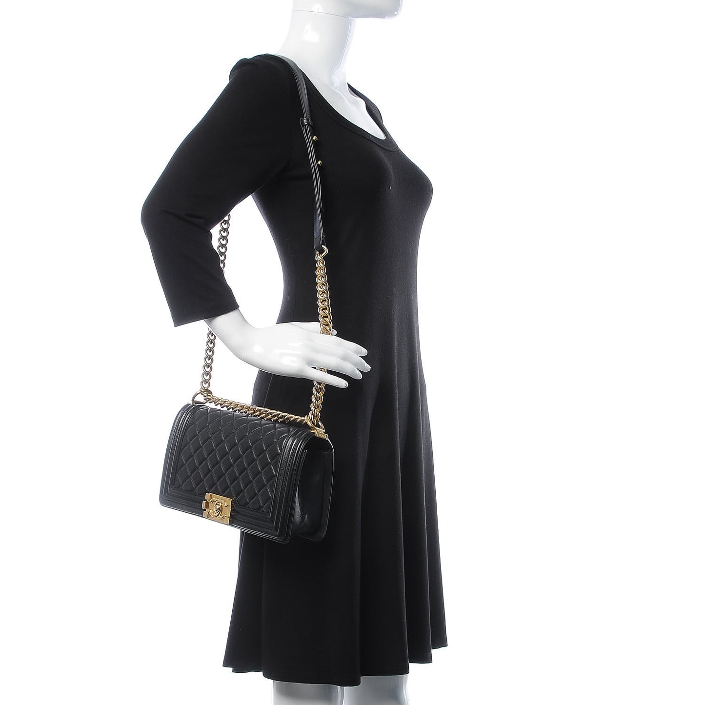 Lambskin Quilted Medium Boy Flap Black