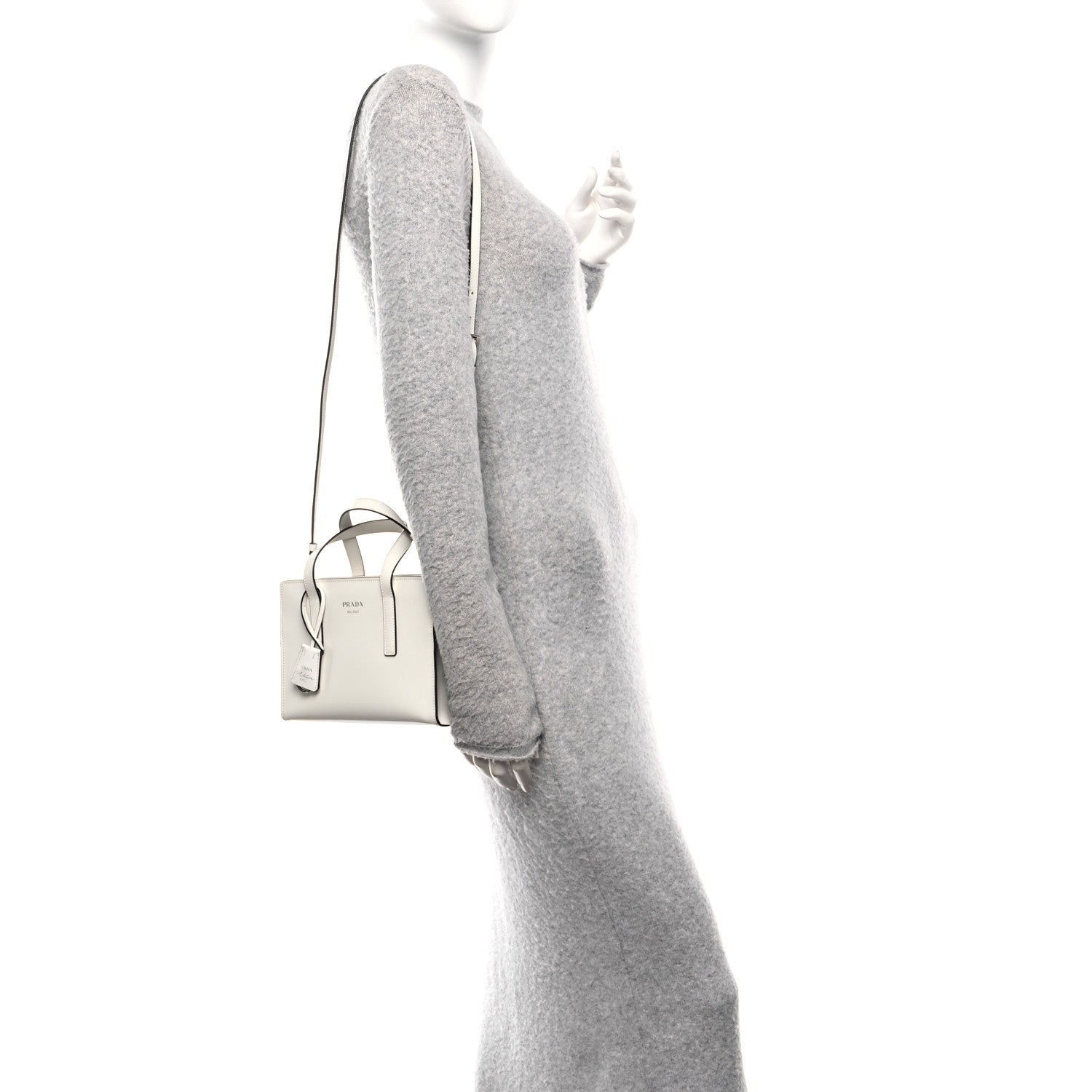Prada Spazzolato Mini Re-Edition 1995 Double Handle Handbag White