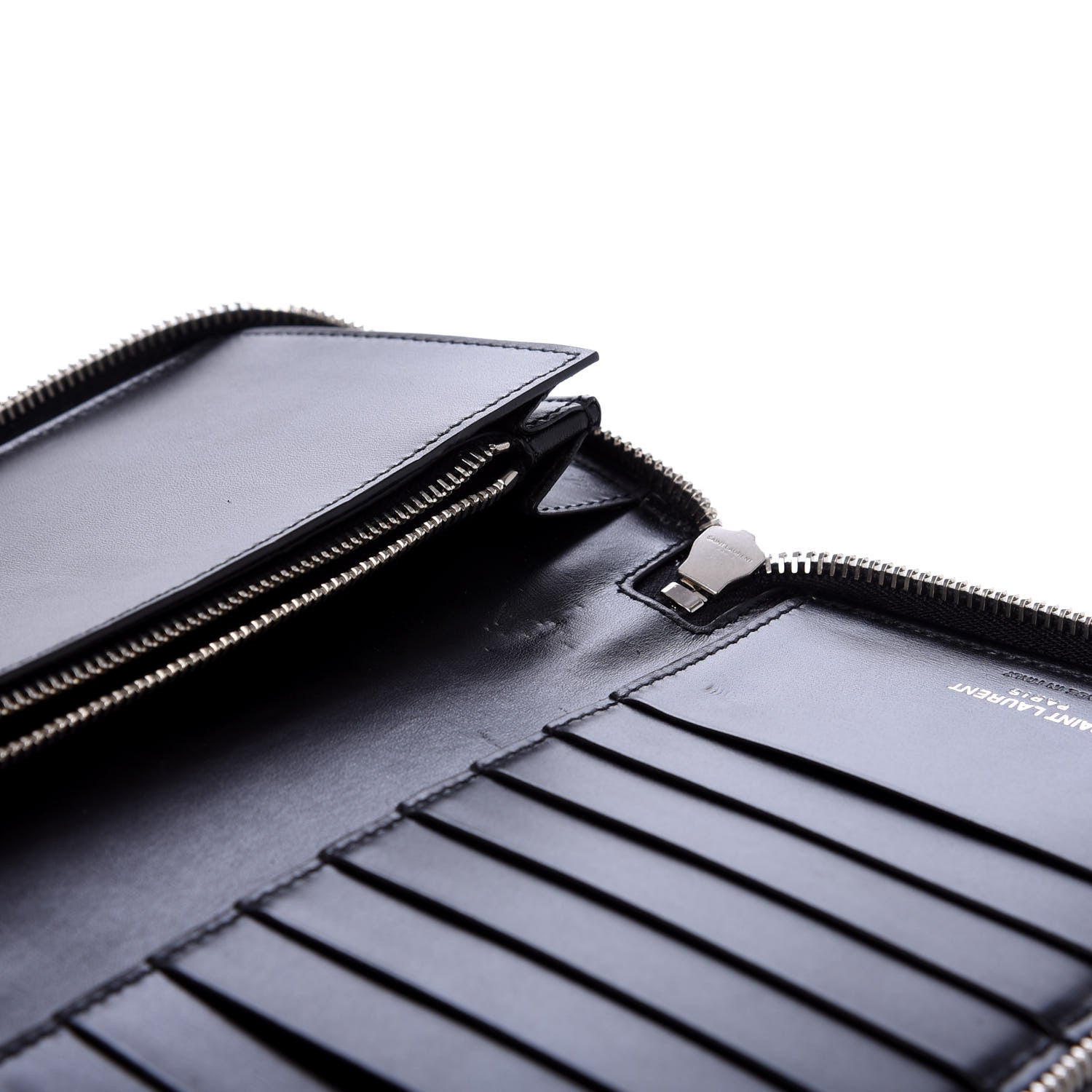 Saint Laurent Ultra Calfskin Monogram Mens Zip Around Continental Wallet Black 7 of 8