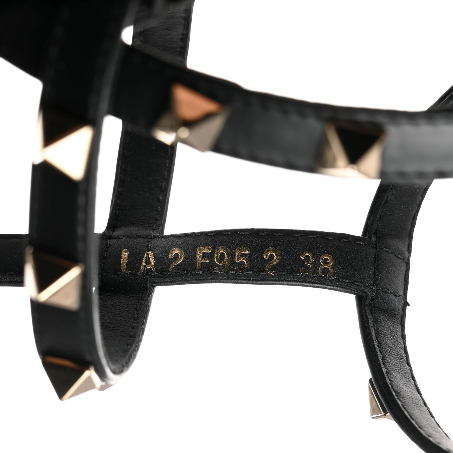 Calfskin Rockstud Ankle Strap Torchon Espadrille Caged 25/95mm Wedge Sandals 38 Black