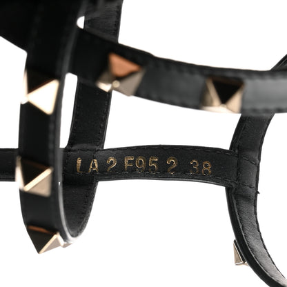 Valentino Garavani Calfskin Rockstud Ankle Strap Torchon Espadrille Caged 25/95mm Wedge Sandals 38 Black 7 of 9