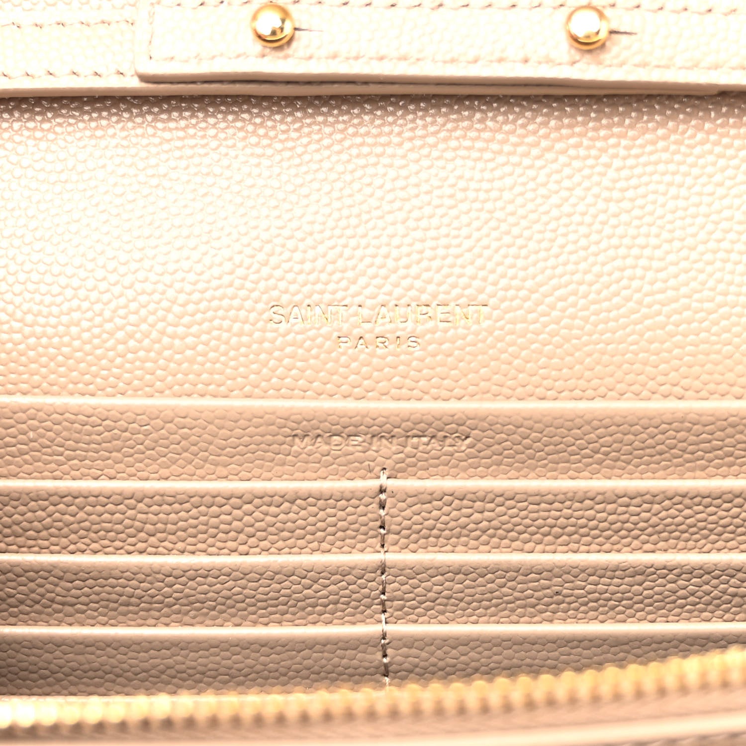 Saint Laurent Grain De Poudre Matelasse Chevron Monogram Chain Wallet Dark Beige 6 of 10