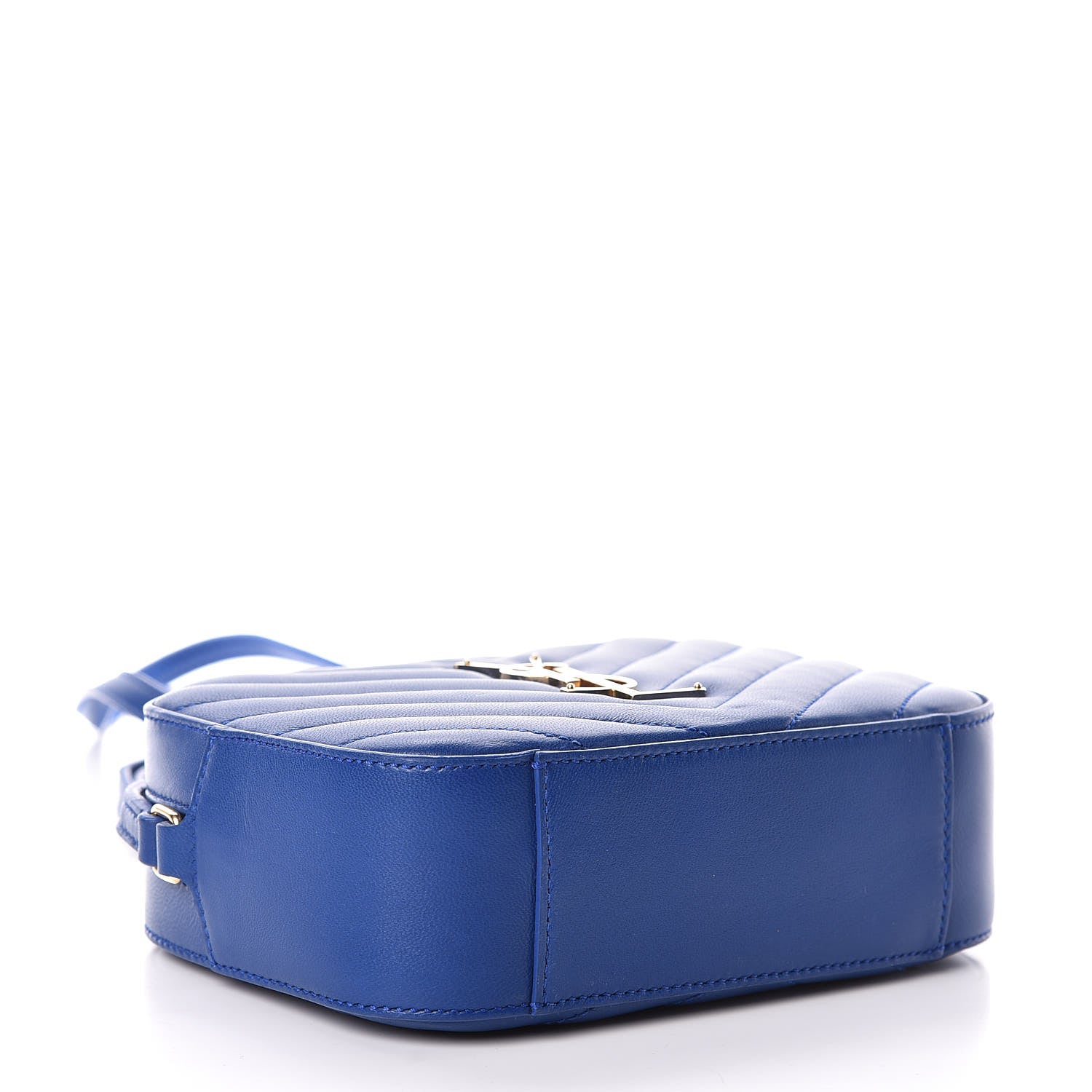 Saint Laurent Lambskin Chevron Small Classic Monogram Camera Bag Blue Majorelle 4 of 11