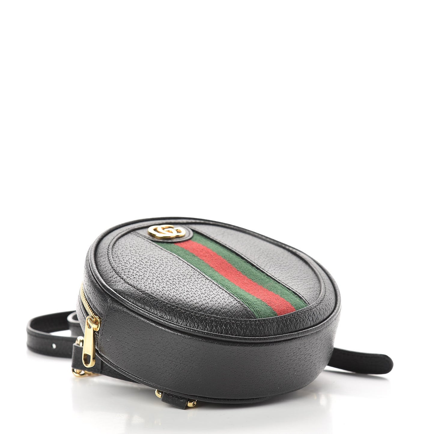 Grained Calfskin Web Mini Ophidia Round Backpack Black
