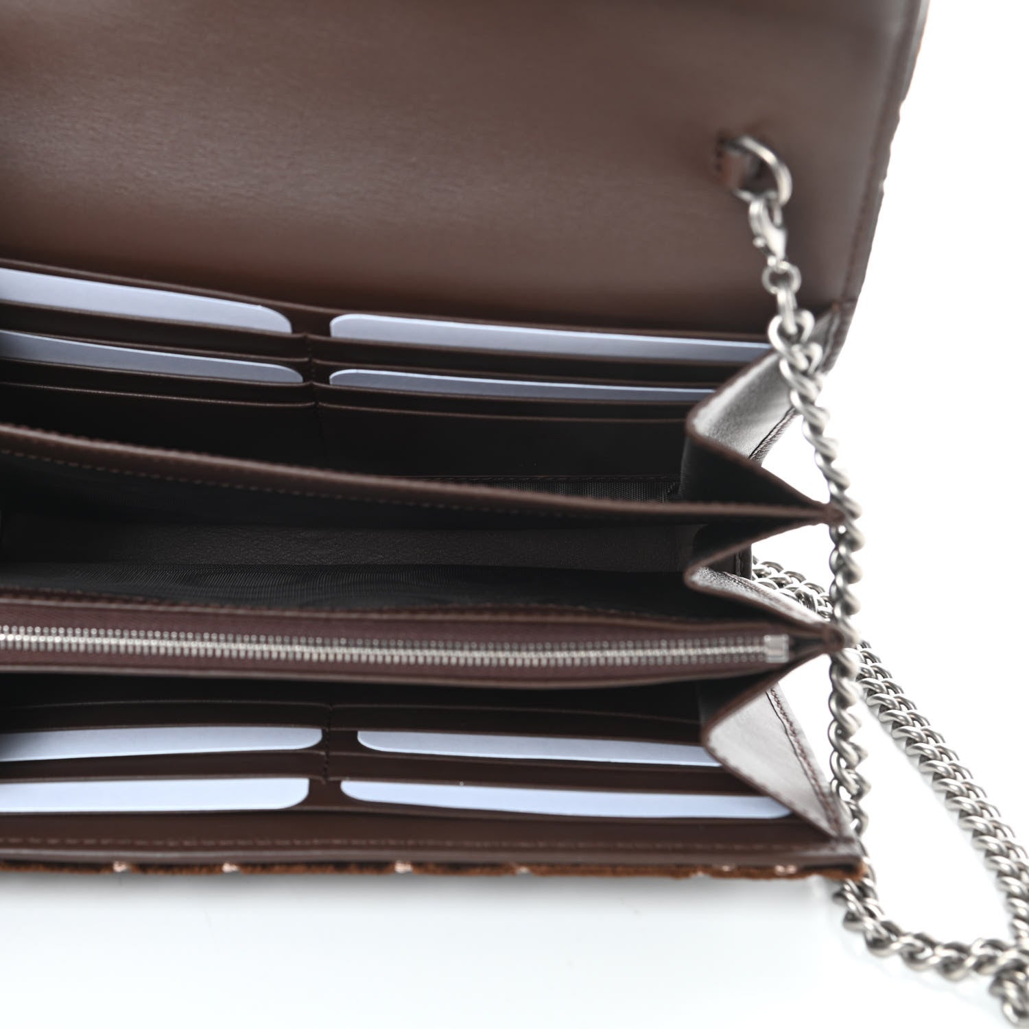 Gucci Velvet GG Monogram Mini Dionysus Chain Wallet Brown 5 of 11
