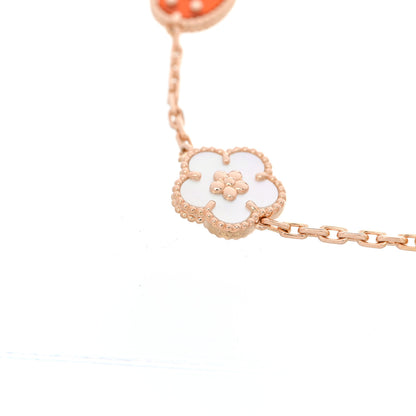 Van Cleef & Arpels 18K Rose Gold Carnelian Mother of Pearl Onyx 5 Motifs Lucky Spring Bracelet 3 of 4