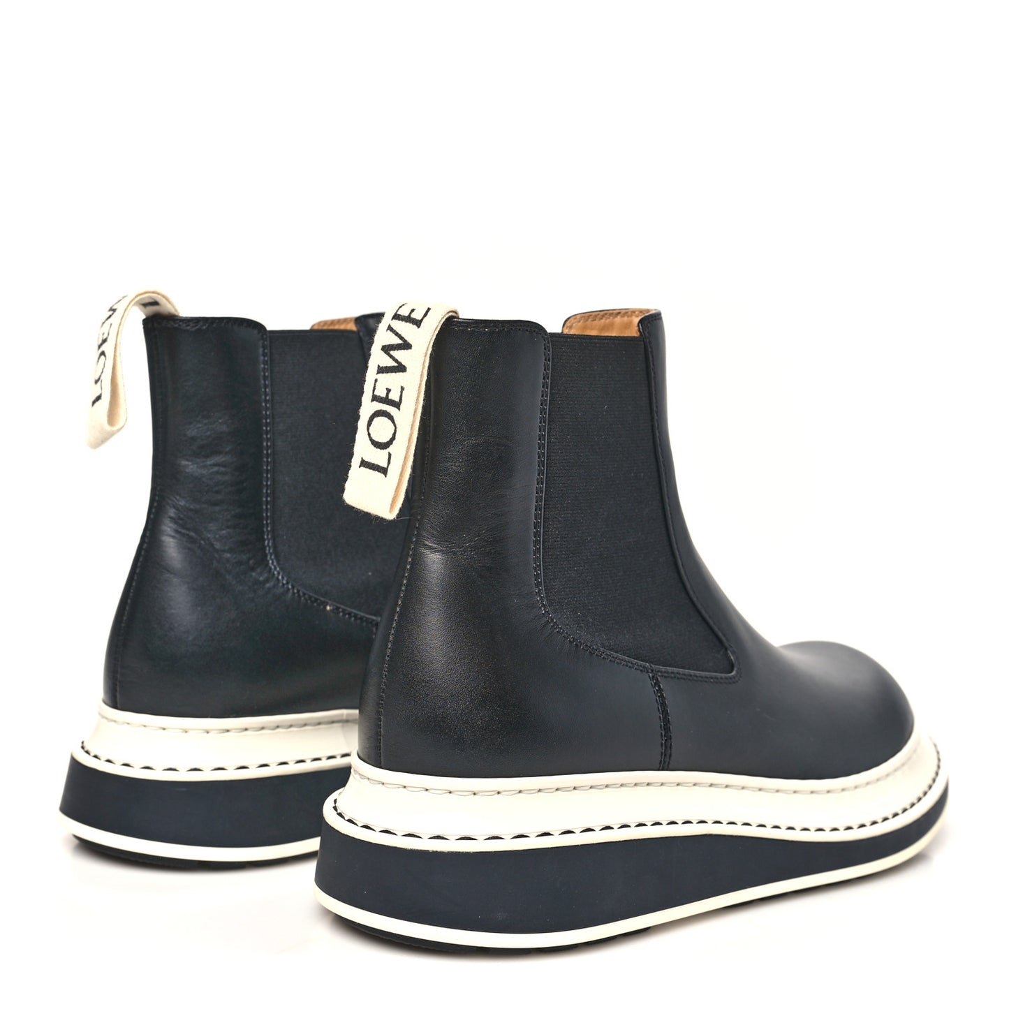 Calfskin Logo Chelsea Mens Boots 38 Black