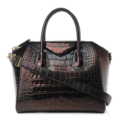 Givenchy Calfskin Crocodile Embossed Small Antigona Brown 1 of 12