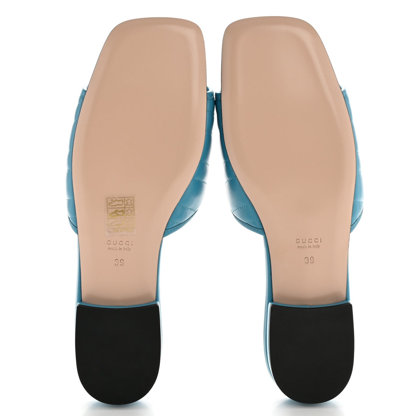 Nappa Matelasse GG Marmont Flat Slide Sandals 39 Light Blue Canvas