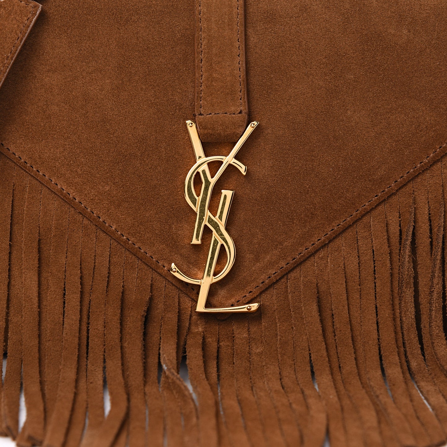 Suede Fringe Baby Monogram Satchel Light Ocre