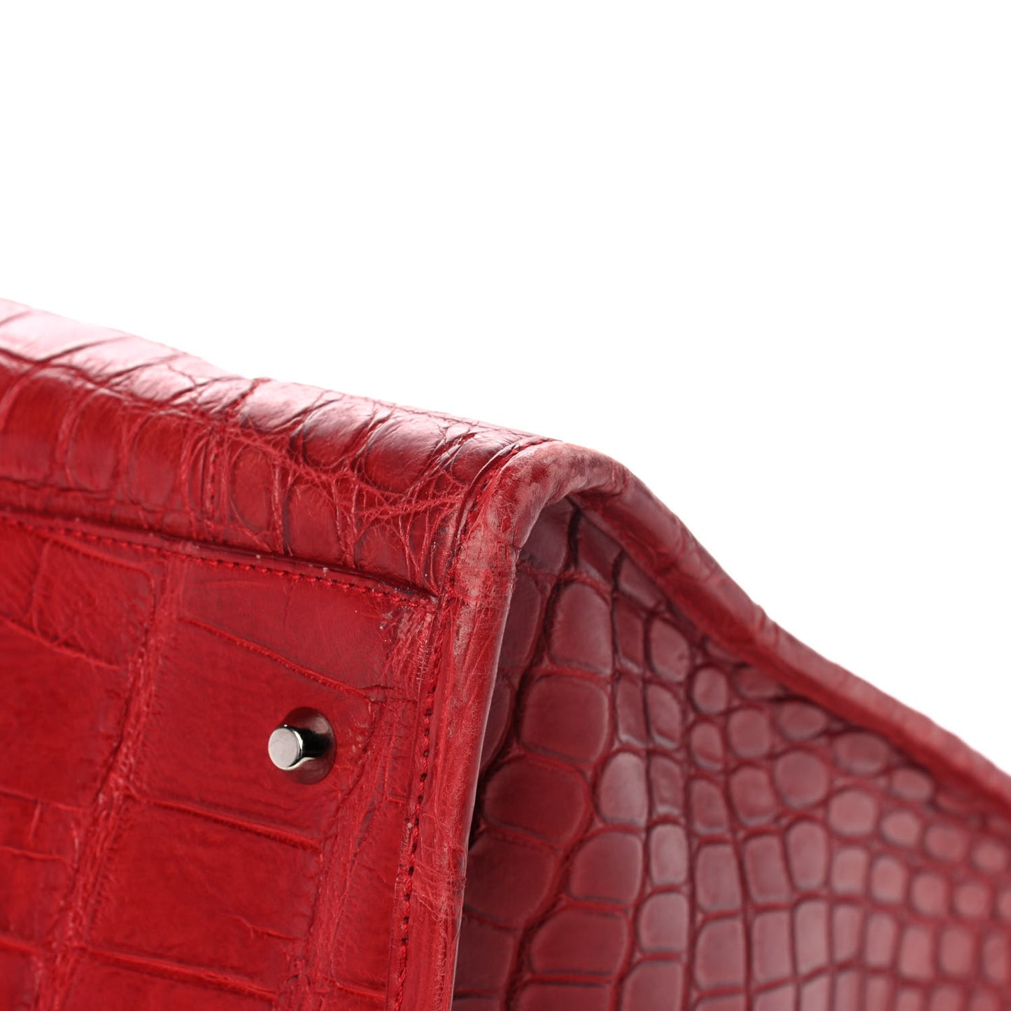 Crocodile Classic Silver Hardware Work Red
