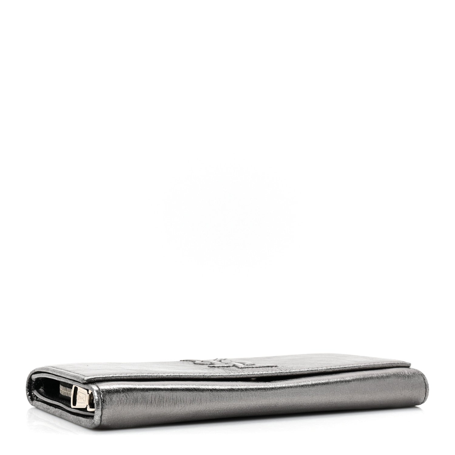 Saint Laurent Metallic Calfskin Monogram Belle De Jour Clutch Silver 4 of 16