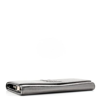 Saint Laurent Metallic Calfskin Monogram Belle De Jour Clutch Silver 4 of 16