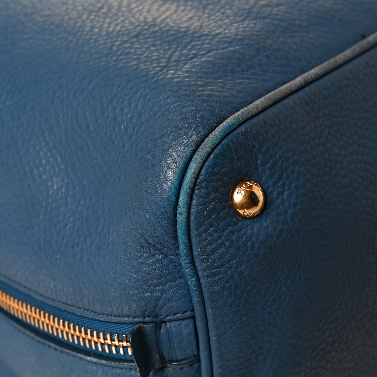 Prada Vitello Daino Side Zip Tote Cobalto 9 of 18