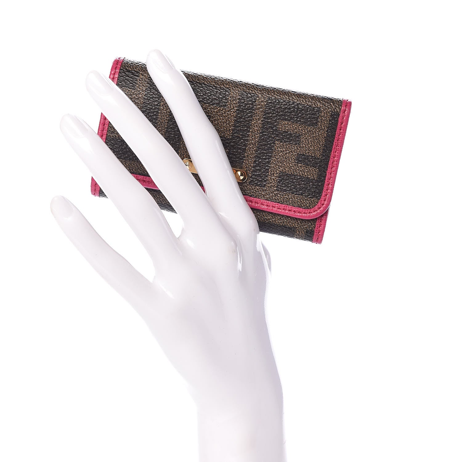 Fendi Zucca Spalmati Vitello Elite 6 Key Holder Tobacco Ciclamino 2 of 11