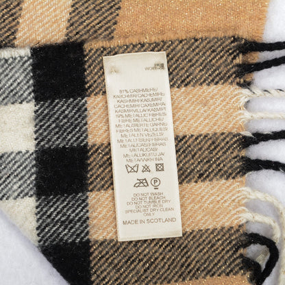 Burberry Cashmere Metallic Giant Check Skinny Scarf Camel 5 of 6