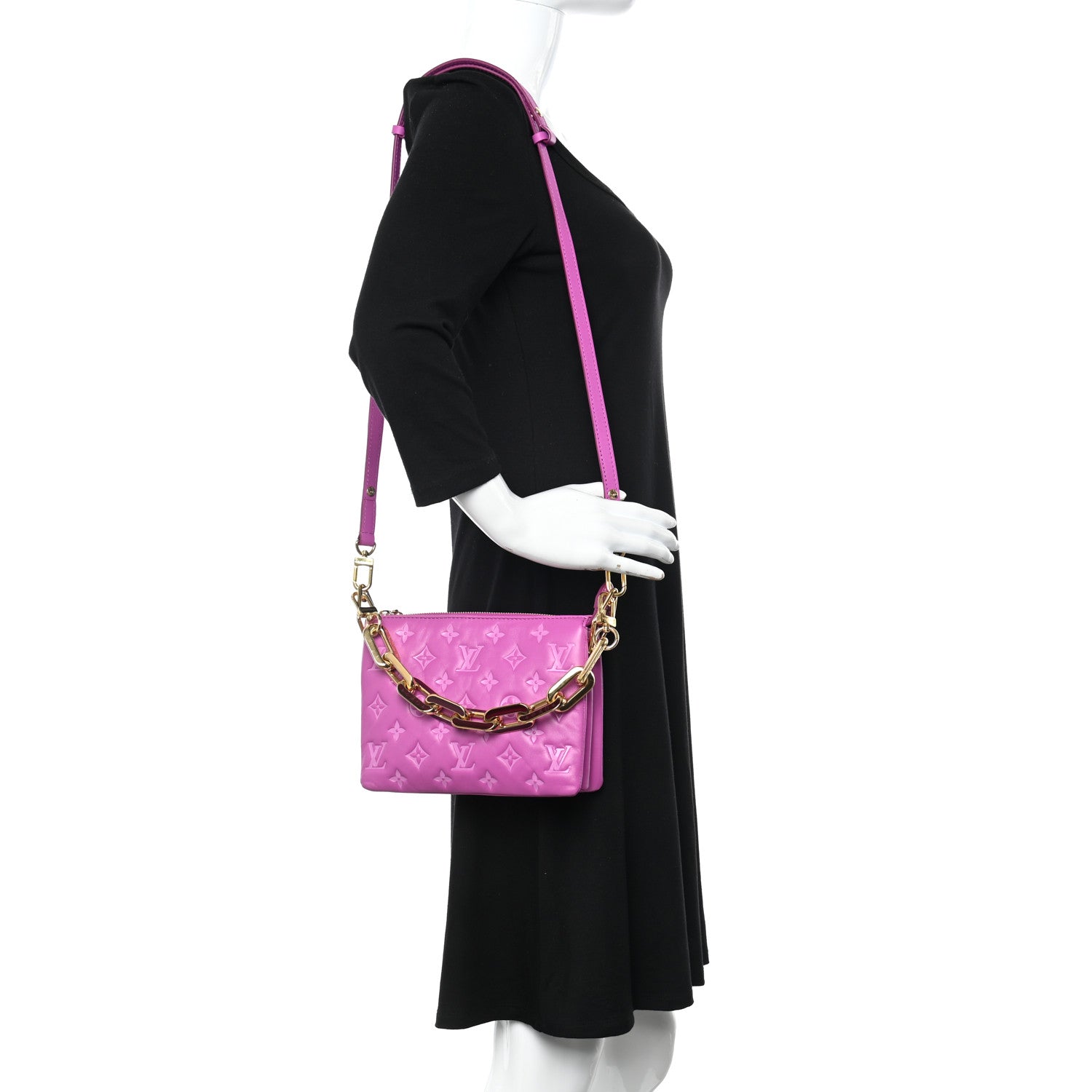 Louis Vuitton Lambskin Embossed Monogram Coussin BB Orchid 2 of 11