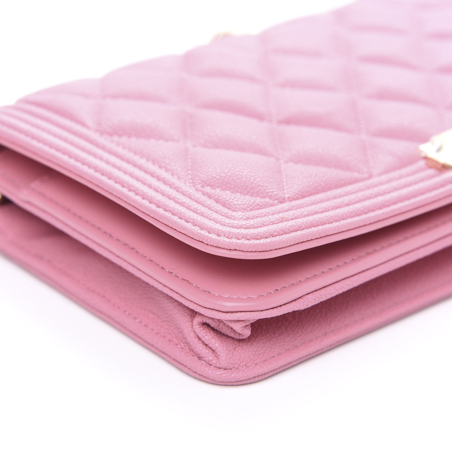 Caviar Quilted Boy Wallet On Chain WOC Light Pink