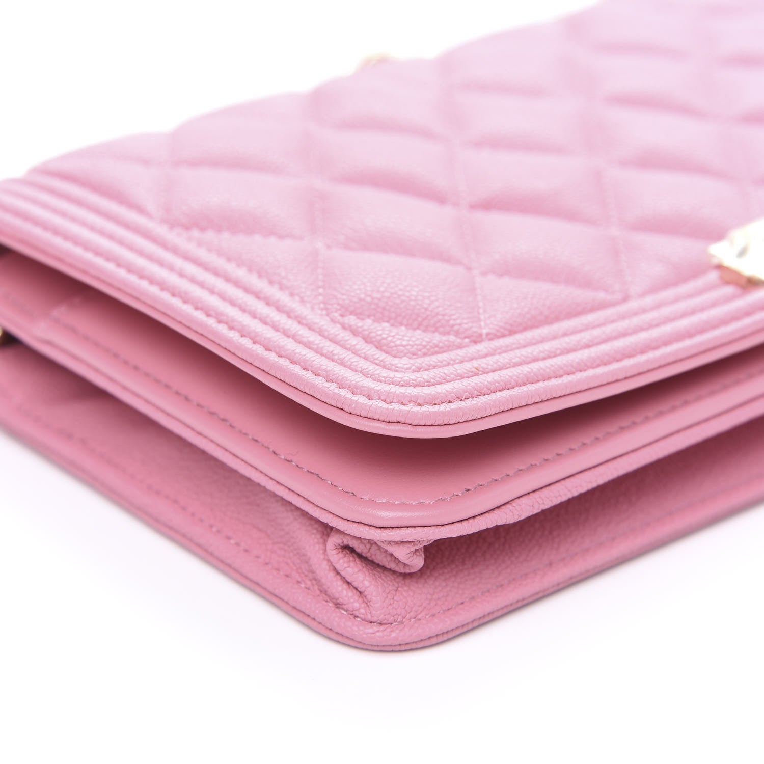 Chanel Caviar Quilted Boy Wallet On Chain WOC Light Pink 9 of 13