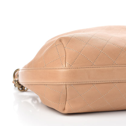 Chanel Calfskin Stitched Medium Drawstring CC Bag Beige 5 of 11