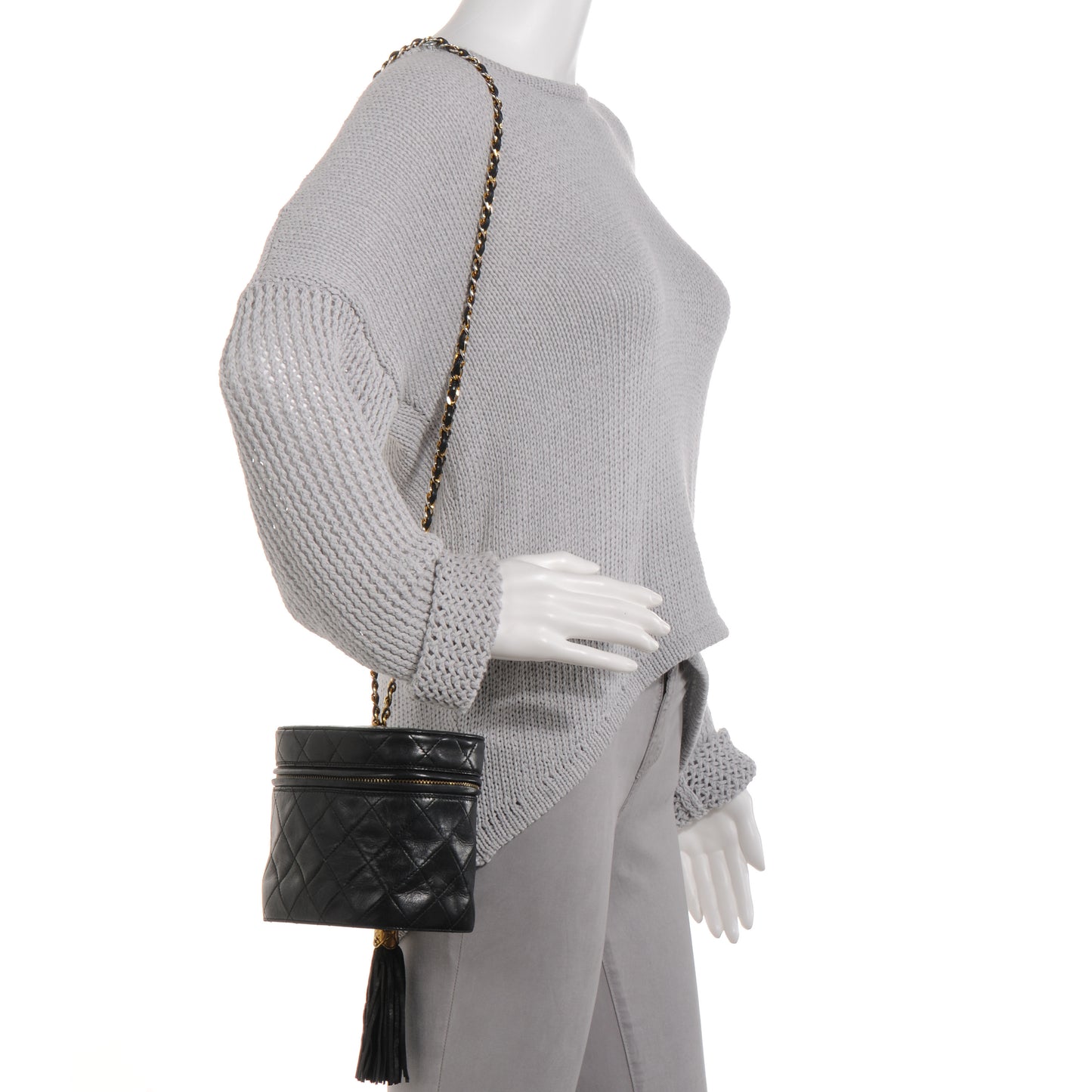 Lambskin CC Tassel Shoulder Bag Black