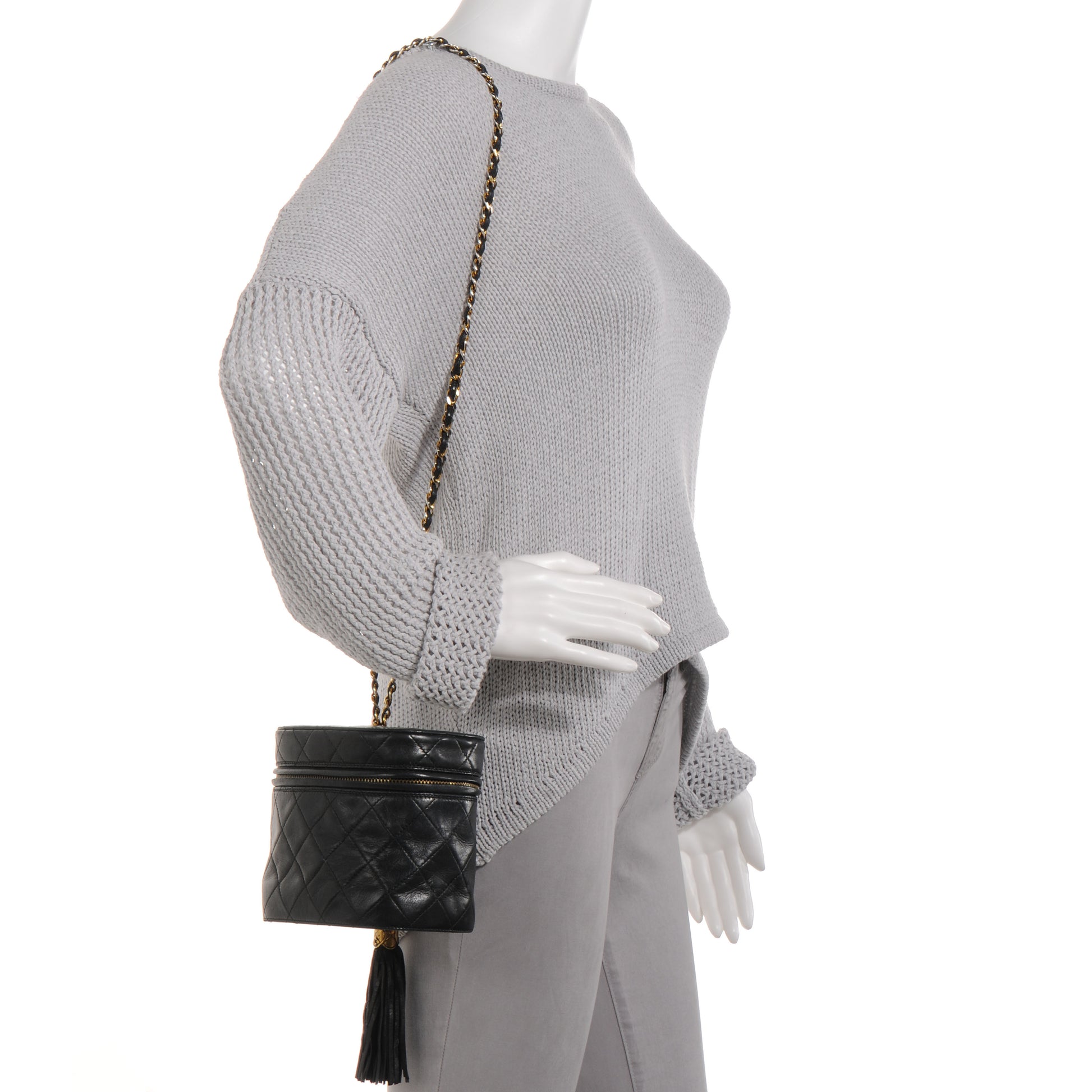 Chanel Lambskin CC Tassel Shoulder Bag Black 2 of 8