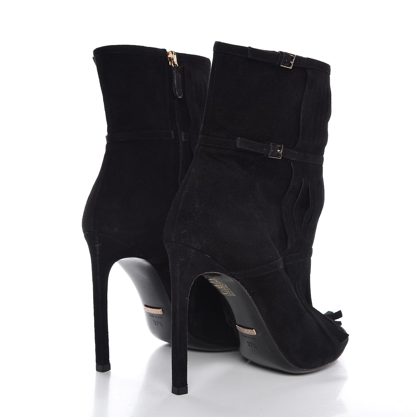 Suede Fringe Becky Bootie 37.5 Black