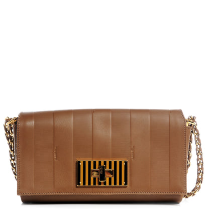 Fendi Calfskin Paris Pequin Small Shoulder Bag Beige 1 of 10