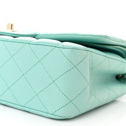 Chanel Caviar Quilted Medium Double Flap Light Blue 10 of 14