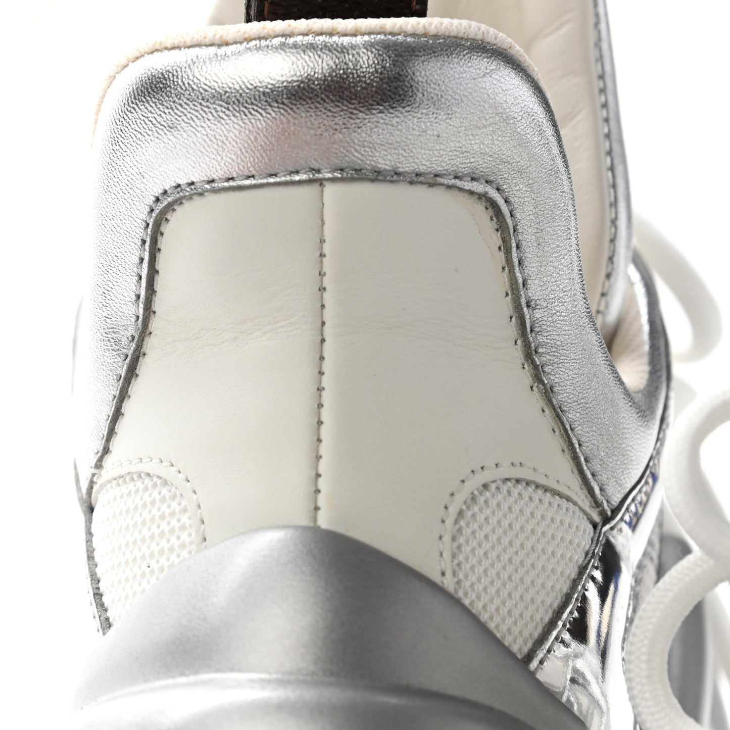 Metallic Calfskin Technical Nylon LV Archlight Sneaker 35 Silver White