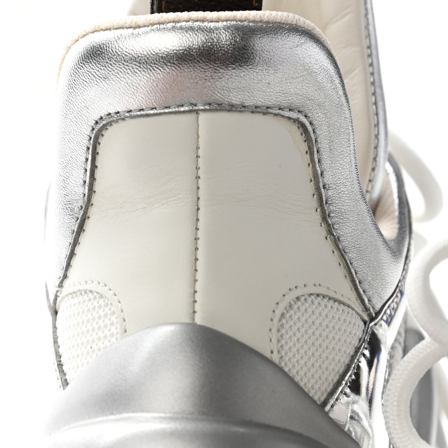 Louis Vuitton Metallic Calfskin Technical Nylon LV Archlight Sneaker 35 Silver White 10 of 15