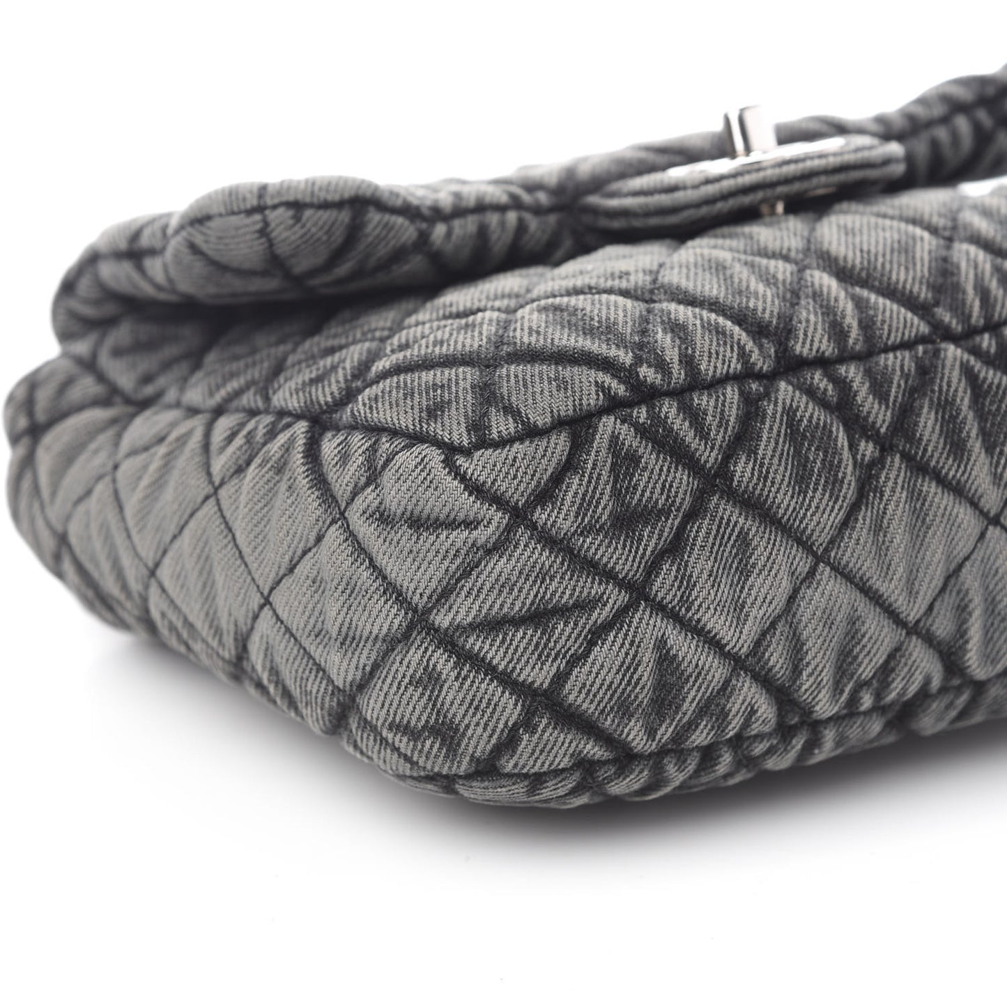 Washed Denim Quilted Small Denimpression Flap Grey Black