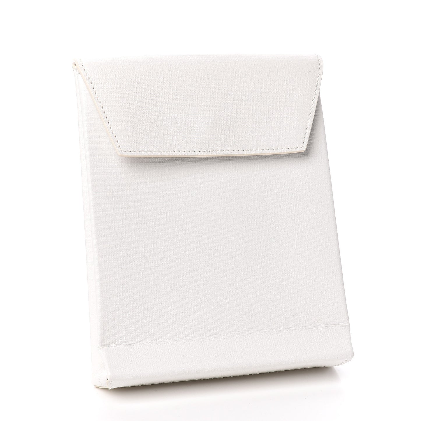 Squared Calfskin Logo Shopping Envelope Clutch White