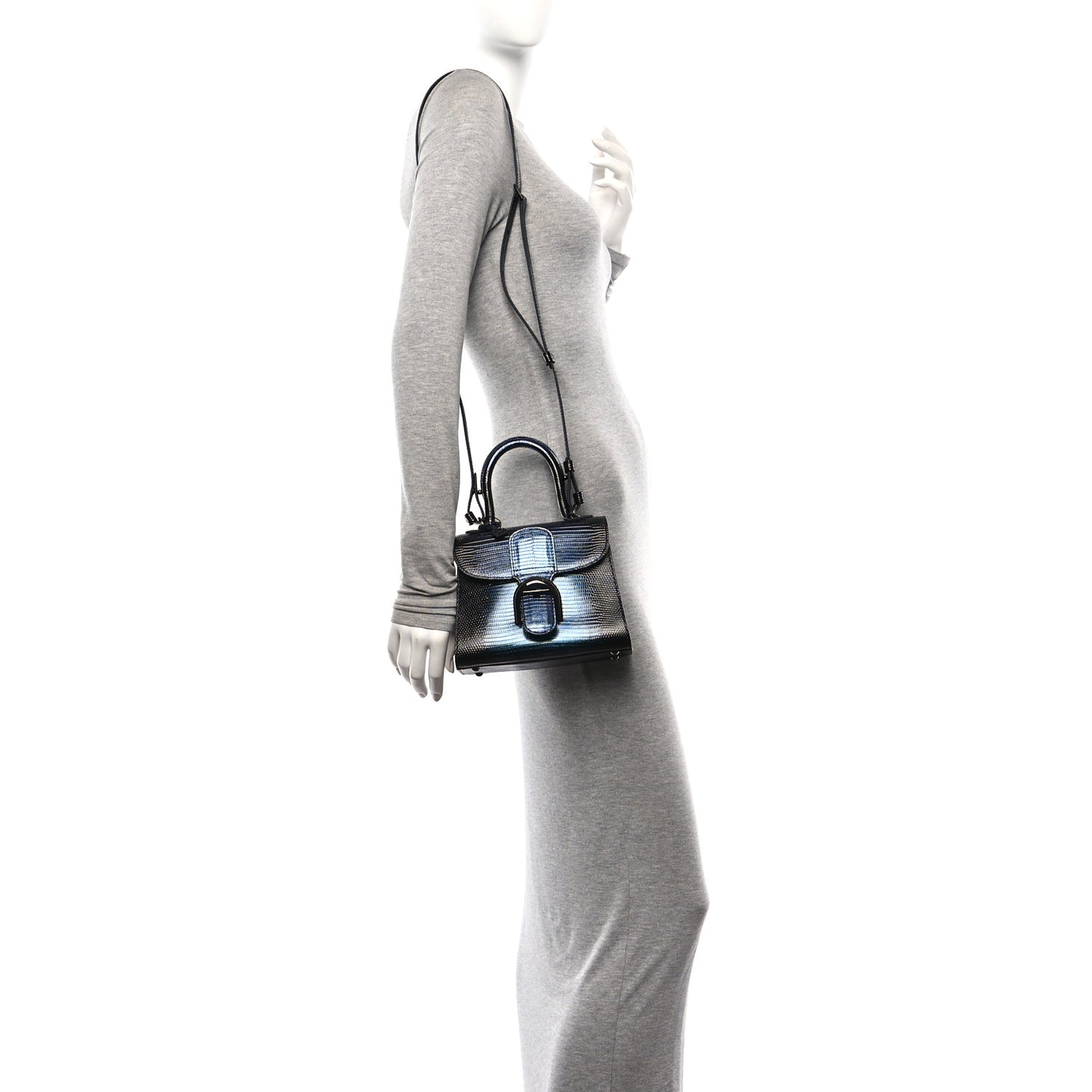 Iridescent Lizard Mini Brillant Satchel Black