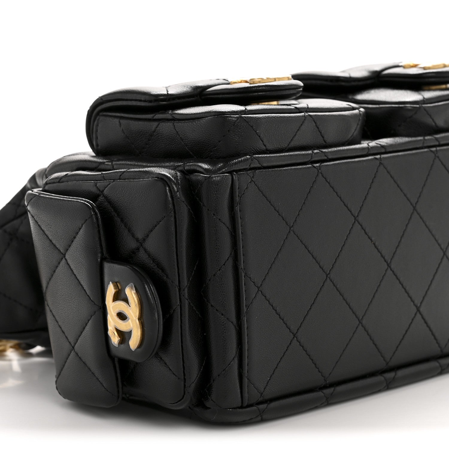 Chanel Shiny Lambskin Quilted Trendy Pockets Hobo Black 9 of 10