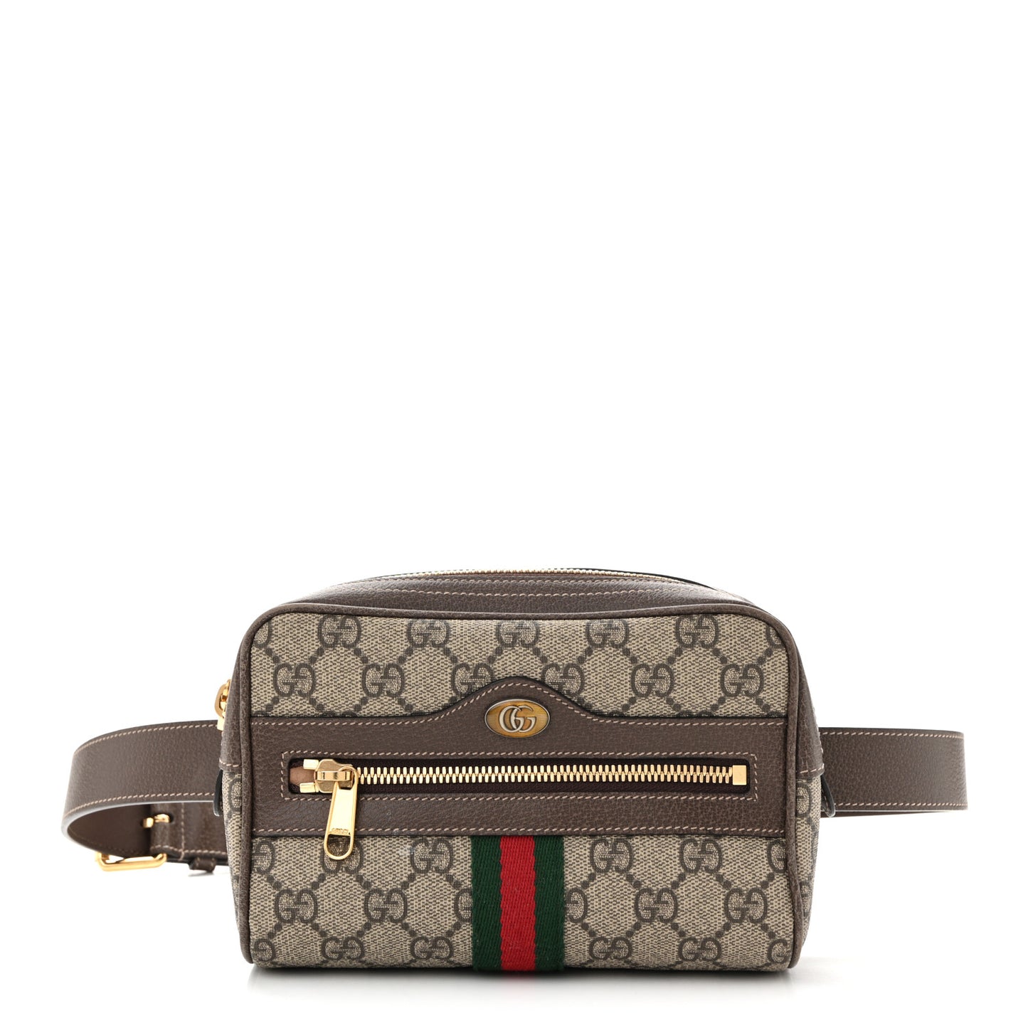 GG Supreme Monogram Web Small Ophidia Belt Bag 95 38 Dark Brown