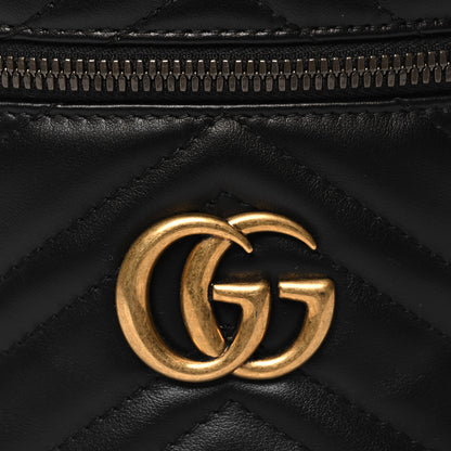 Gucci Calfskin Matelasse Mini GG Marmont Round Backpack Black 8 of 11