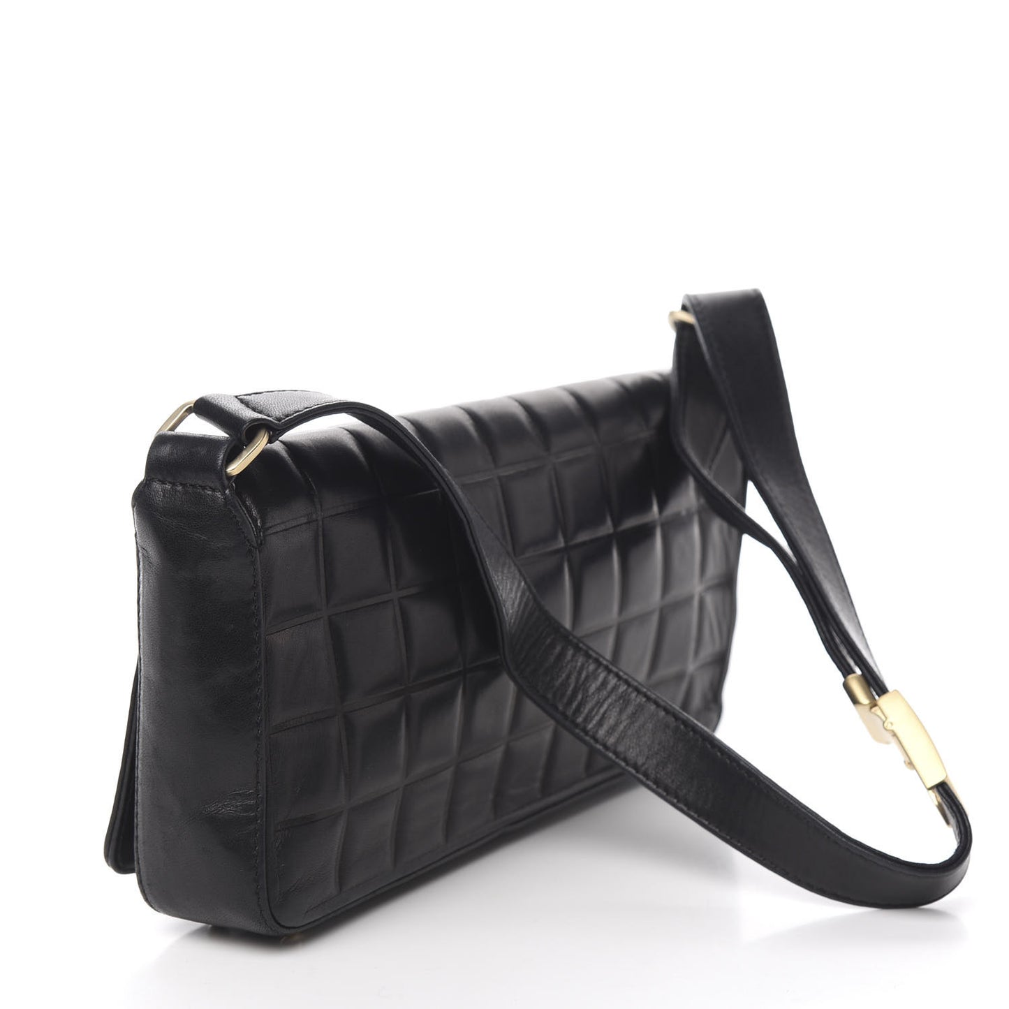 Lambskin Quilted CC Chocolate Bar Flap Black