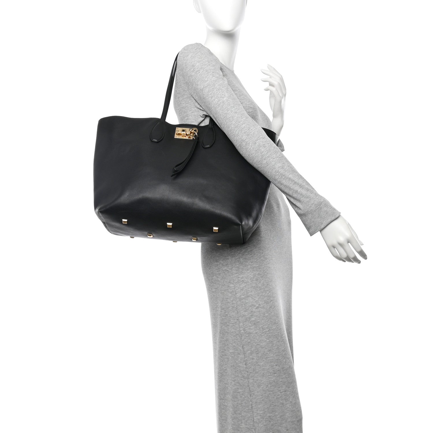 Salvatore Ferragamo Calfskin Studio Tote Black 2 of 10