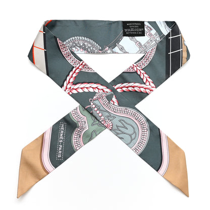 Hermes Silk Grand Apparat Twilly Vert Argile Rose 1 of 4