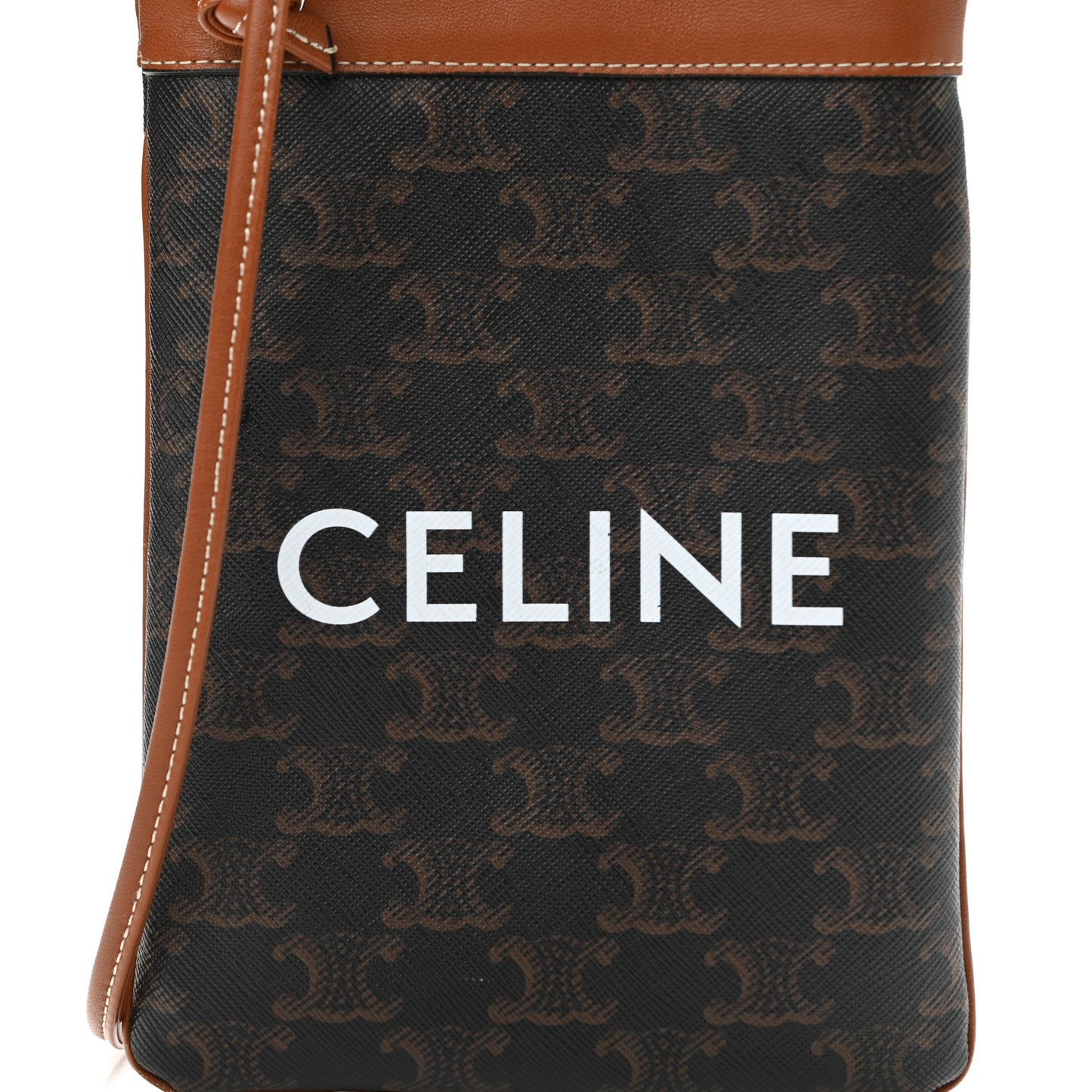 Triomphe Canvas Calfskin Mini Poche Bag Tan