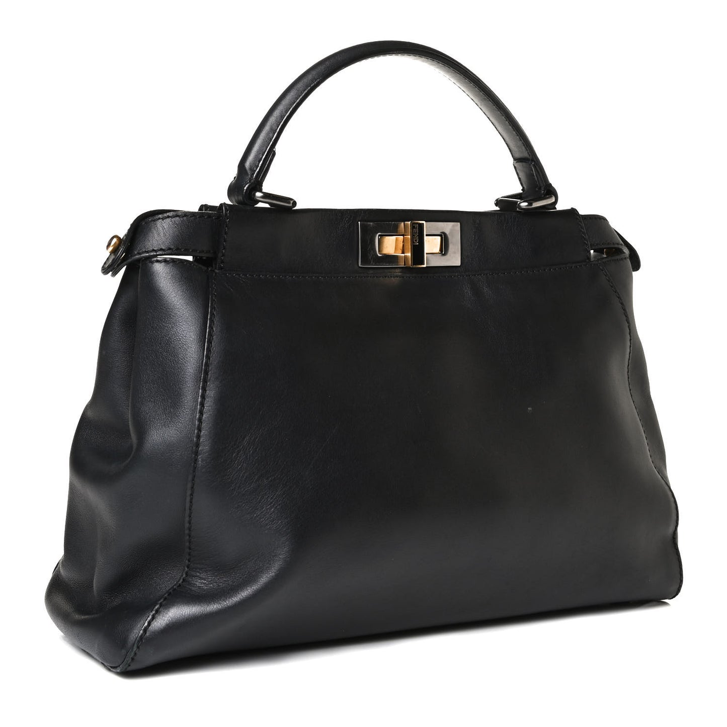 Vitello Suede Medium Peekaboo Iconic Satchel Black