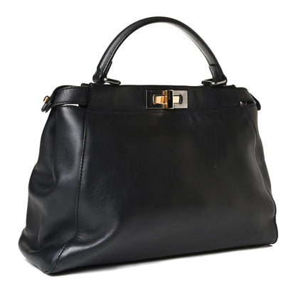 Fendi Vitello Suede Medium Peekaboo Iconic Satchel Black 2 of 13