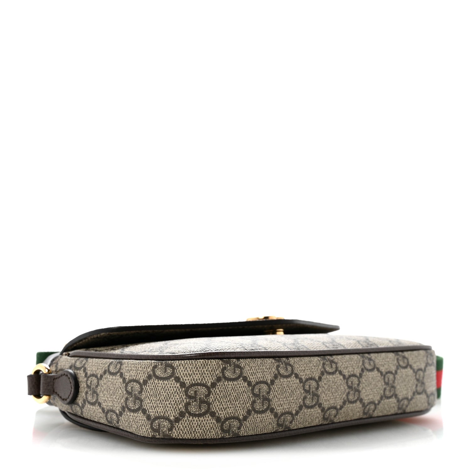Gucci GG Supreme Monogram Textured Dollar Calfskin Web Mini Ophidia Envelope Shoulder Bag Beige Ebony New Acero 4 of 10