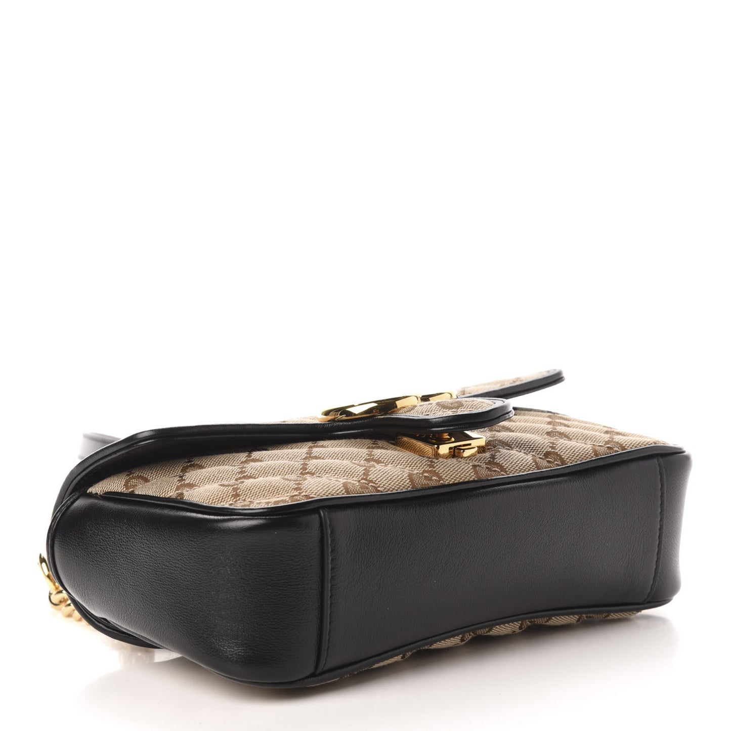 Monogram Matelasse Diagonal Mini GG Marmont Shoulder Bag Beige Black