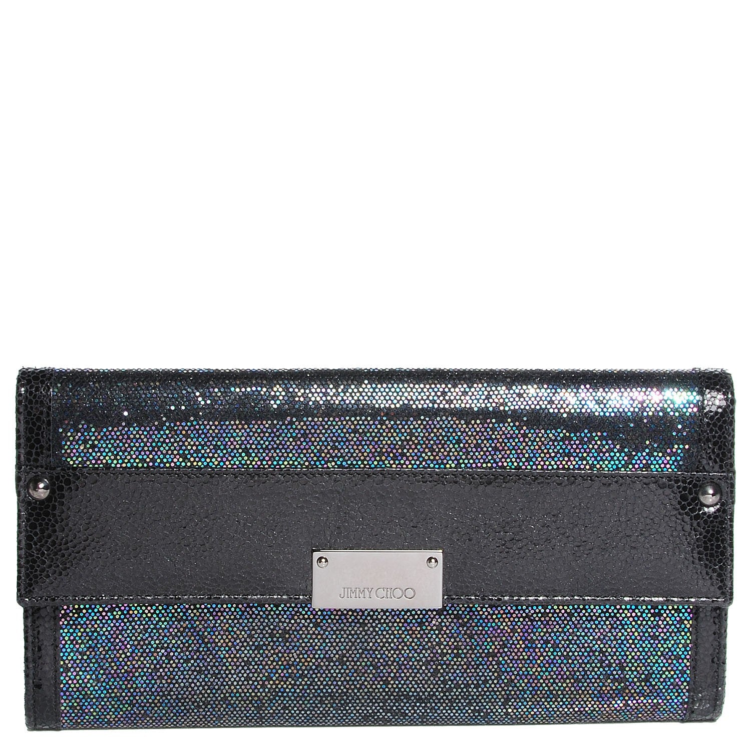Jimmy Choo Glitter Fabric Reese Clutch Petrol 1 of 7